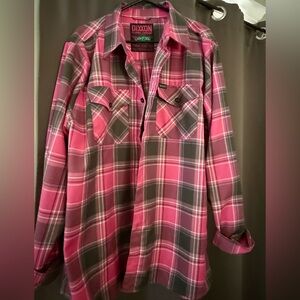 DIXXON Pink and Gray Plaid Button Down Shirt